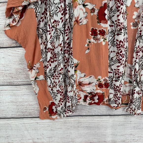 Umgee USA Floral Open Front Kimono Womens S/M Pink White Red - Picture 3 of 10